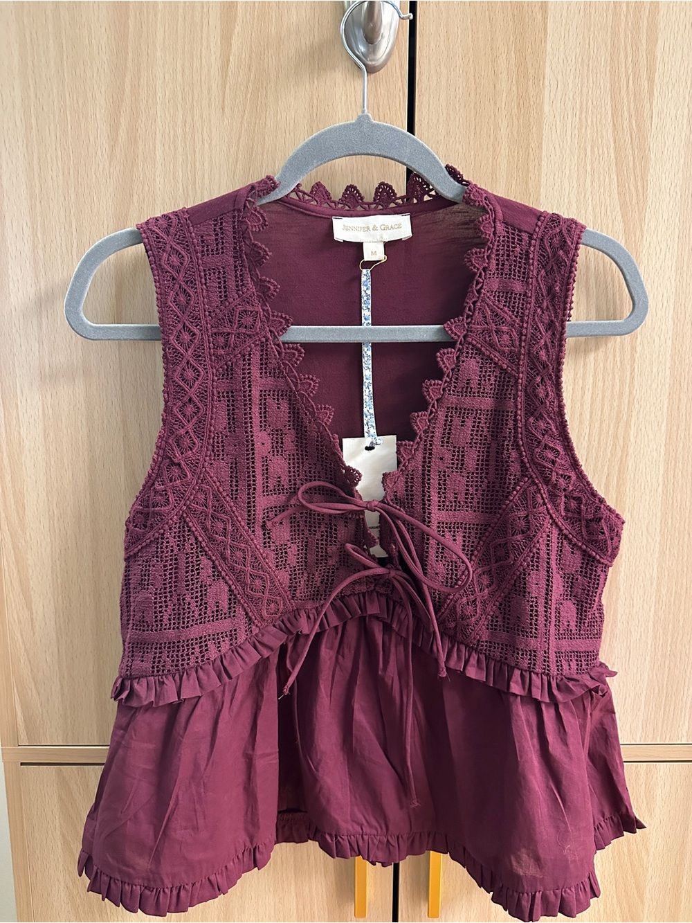 NWT Plum Crochet Tie-Front Tank Top -  Jennifer & Grace